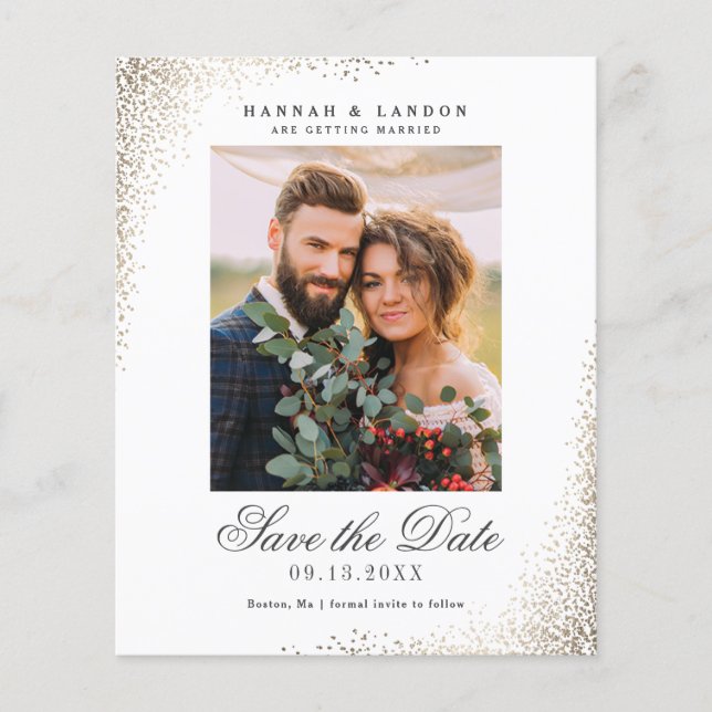 Budget Elegant Photo Wedding Save The Date (Front)