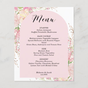 Budget Elegant Pink Floral Arch Menu Card