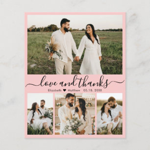 Budget Elegant Pink Photo Wedding Thank You Card