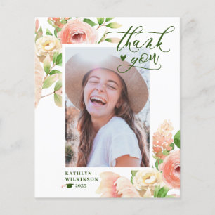 BUDGET Elegant Pink Rose Floral Thank You Card