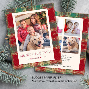 Budget elegant plaid photo Christmas holiday card