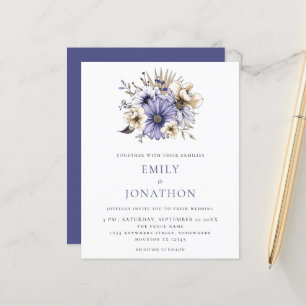 Budget Elegant Purple Florals Wedding Invitation