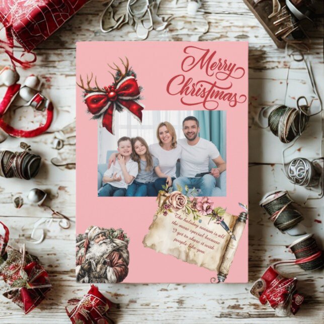 Budget Elegant Red Bow Christmas Photo Holiday  (Creator Uploaded)