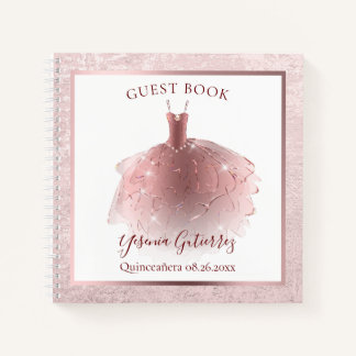 Budget Elegant Rose Gold Quinceañera Dress Guest Notebook