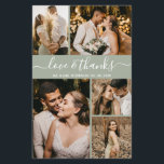 Budget Elegant Sage Photo Wedding Thank You Flyer<br><div class="desc">Budget Elegant Sage Green Script Wedding 5 Photo Collage Thank You personalised affordable low budget flyer. Modern wedding thank you template featuring five (5) photo on the front and one (1) photo on the back. On the front of paper "Love and thanks" typography script in a swirly hand lettered font...</div>