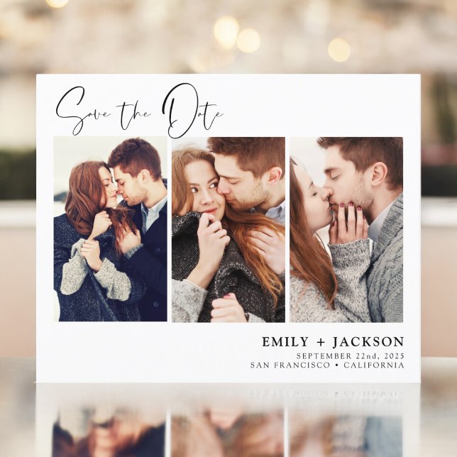 Budget Elegant Save the Date 3 Photo Invitations F Flyer (Creator Uploaded)