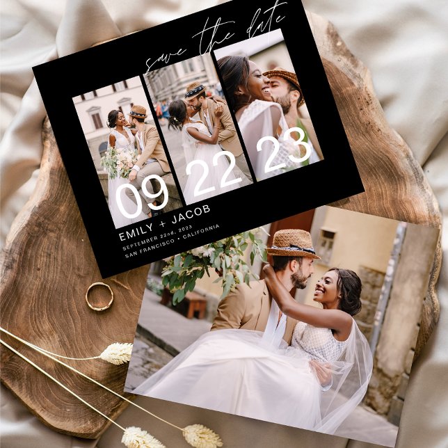 Budget Elegant Save the Date 3 Photo Invitations Flyer (Creator Uploaded)