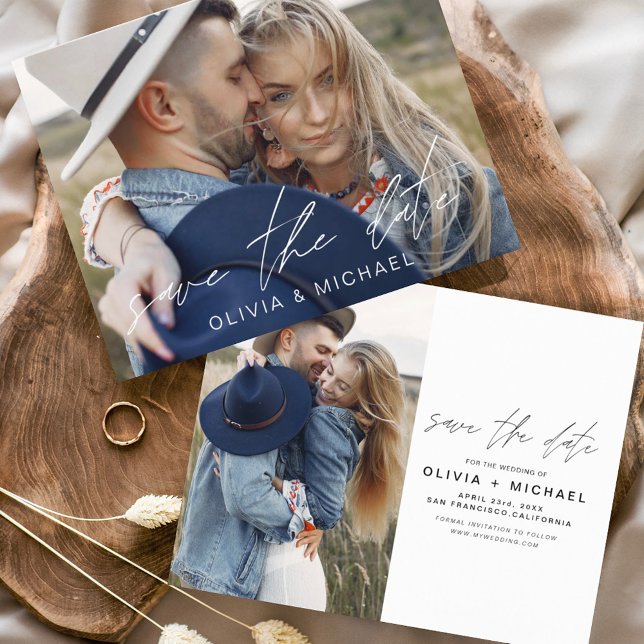 Budget Elegant Save the Date Handwritten Photo (Creator Uploaded)