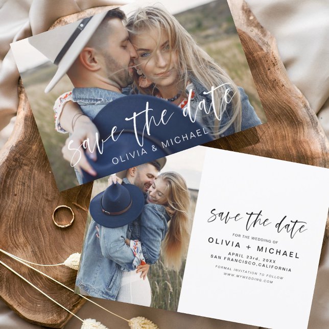 Budget Elegant Save the Date Handwritten Photo (Creator Uploaded)