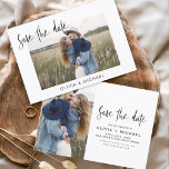 Budget Elegant Save the Date Photo Minimalist Flyer<br><div class="desc">Budget Wedding Save the Date Cards that have a photo on the front and back. The Save the Date cards contain a modern hand lettered cursive script typography that are elegant,  simple and modern to use after you minimalist simple wedding day celebration.</div>