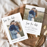 Budget Elegant Save the Date Photo Minimalist Flyer<br><div class="desc">Budget Wedding Save the Date Cards that have a photo on the front and back. The Save the Date cards contain a modern hand lettered cursive script typography that are elegant,  simple and modern to use after you minimalist simple wedding day celebration.</div>