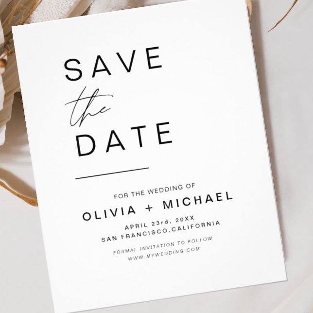 Budget Elegant Save the Date White Black Flyer (Creator Uploaded)