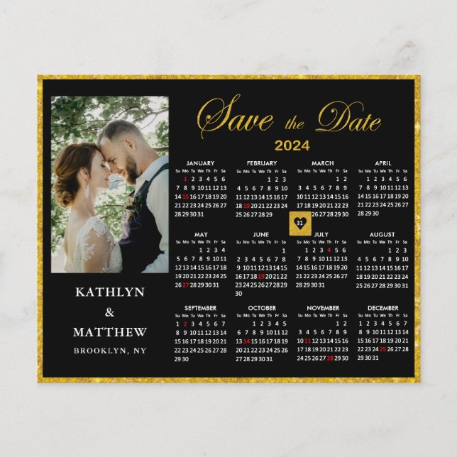 Budget Elegant Script 2024 Calendar Save the Date Flyer (Front)
