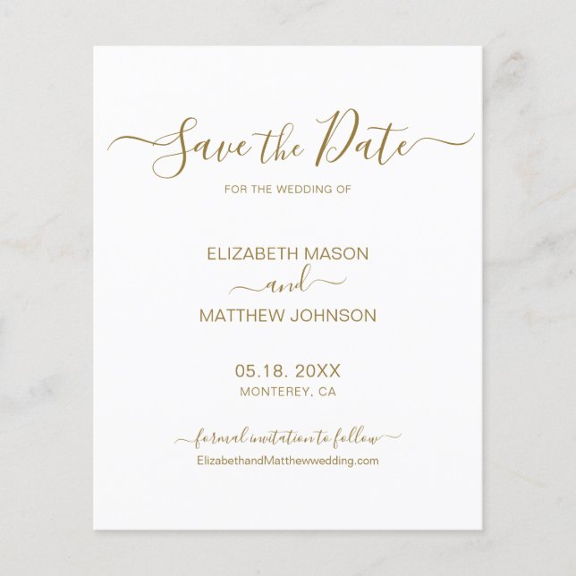 Budget Elegant Script Black White Save The Date Fl Flyer (Front)