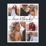 Budget  Elegant Script Collage Wedding Thank You Flyer<br><div class="desc">Budget Cheap Elegant Black and White Heart Script 5 Photo Collage Wedding Thank You personalised affordable low budget flyer. Modern wedding thank you template featuring five (5) photo on the front and one (1) photo on the back. On the front of paper "Love and thanks" calligraphy or typography script in...</div>