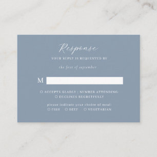 BUDGET Elegant Script Dusty Blue Wedding Rsvp Enclosure Card