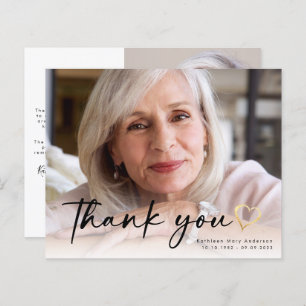 BUDGET Elegant Script Funeral Photo Thank You Card