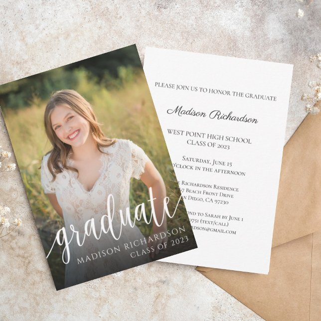 Budget Elegant Script Graduate Photo Announcement (Creator Uploaded)