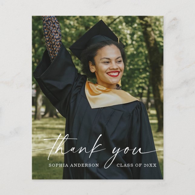 Budget Elegant Script Graduation Thank You Cards (Front)