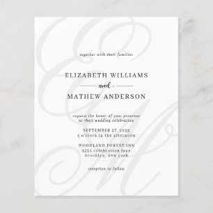 Budget Elegant Script Ivory White Monogram Wedding