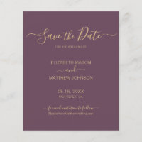 Budget Elegant Script Mauve Save The Date Flyer