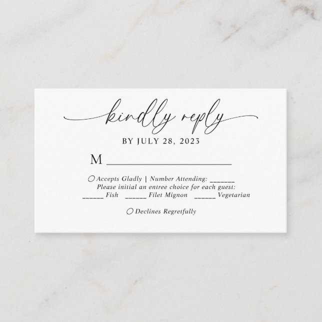 Budget Elegant Script Menu Choice Wedding Rsvp (Front)