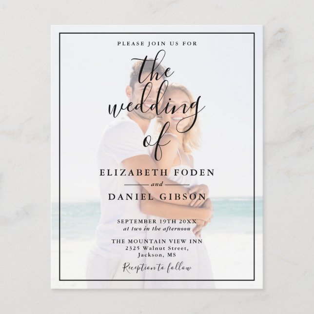 Budget Elegant Script Photo Wedding Invitation (Front)