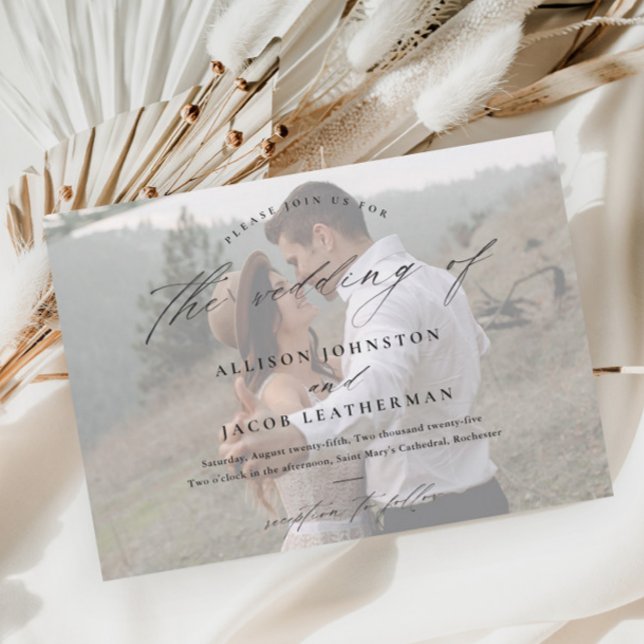 Budget Elegant Script Photo Wedding Invitation (Creator Uploaded)