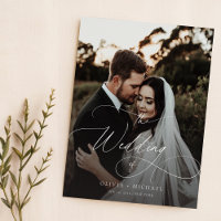 Budget Elegant Script Photo Wedding Invites