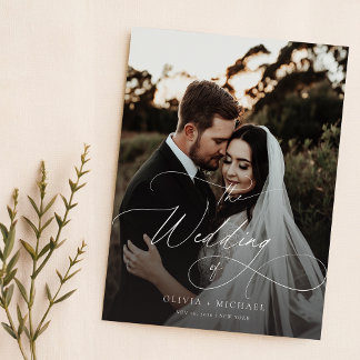 Budget Elegant Script Photo Wedding Invites
