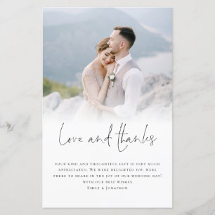 Budget Elegant Script Photo Wedding Love Thanks