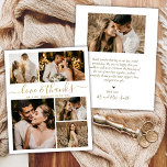 Budget Elegant Script Photo Wedding Thank You Flye Flyer<br><div class="desc">Budget Elegant Gold and White Wedding 5 Photo Collage Thank You personalized affordable low budget flyer. Modern wedding thank you template featuring five (5) photo on the front and one (1) photo on the back. On the front of paper "Love and thanks" typography script in a swirly hand lettered font...</div>