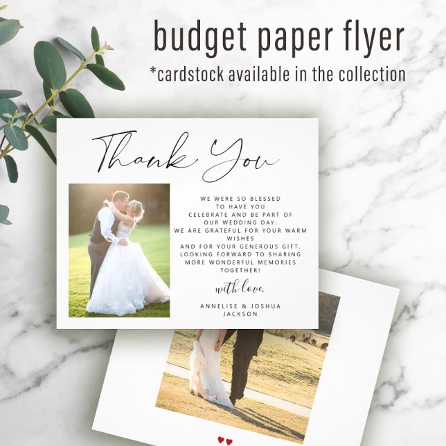 Budget elegant script photo wedding thank you flyer (Creator Uploaded)