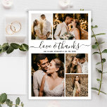 Budget Elegant Script Photo Wedding Thank You Flyer<br><div class="desc">Budget Elegant Hand Lettered Wedding 5 Photo Collage Thank You personalized affordable low budget flyer. Modern wedding thank you template featuring five (5) photo on the front and one (1) photo on the back. On the front of paper "Love and thanks" typography script in a swirly hand lettered font type...</div>