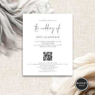 Budget Elegant Script QR Code Wedding Invitation