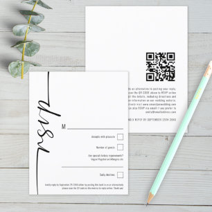 Budget Elegant Script QR Code Wedding RSVP