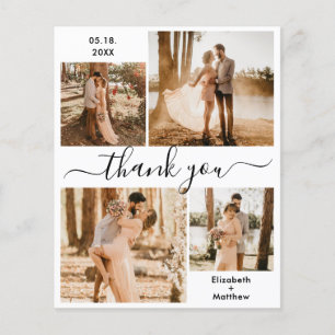 Budget Elegant Script Wedding Collage Thank You Flyer