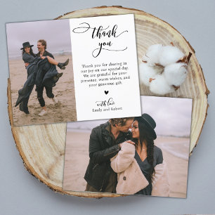Budget Elegant Script Wedding Thank You Photo Card