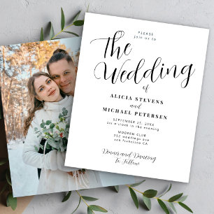 Budget elegant simple photo wedding invitation