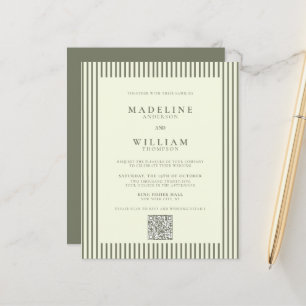 BUDGET Elegant Stripped Sage Green Qr Code Wedding