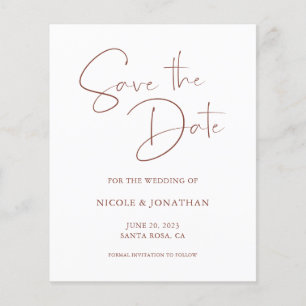Budget Elegant Terracotta Script Save the Date
