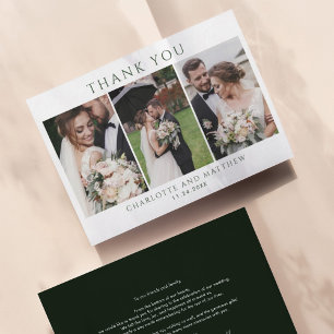 Budget Elegant Text and Photos Wedding Thank You Card