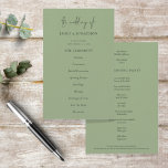 Budget Elegant Text Sage Green Wedding Program<br><div class="desc">Budget Elegant Text Sage Green Wedding Program. Size 5.5” x 8.5” at a budget price, An simple typographical design for your wedding programs. The main header is in a stylish set script and the rest of the text you can easily personalize. You can change the text and background colors if...</div>