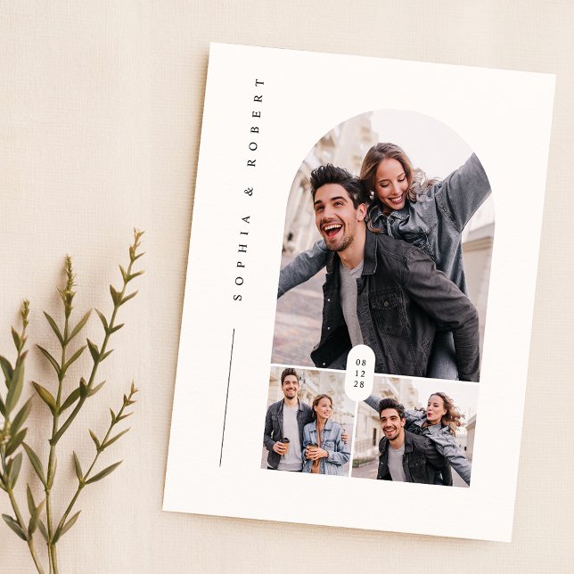 Budget Elegant Typography 3 Photo Wedding Invites (Creator Uploaded)