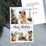 Budget Elegant Typography Collage Christmas Card<br><div class="desc">Budget Elegant, Modern Black and White 4 Photo Collage Merry Christmas Script Holiday cheap affordable thin card. This festive, mimimalist, whimsical four (4) photo holiday template features a pretty photo collage, some snowflake and says Merry Christmas! ***PLEASE NOTE! *** BUDGET PAPER/FLYER IS PAPER THIN. *** UPGRADE THE PAPER FOR A...</div>