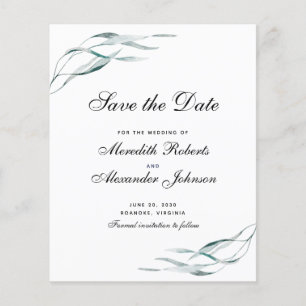 Budget Elegant Typography Eucalyptus Save the Date