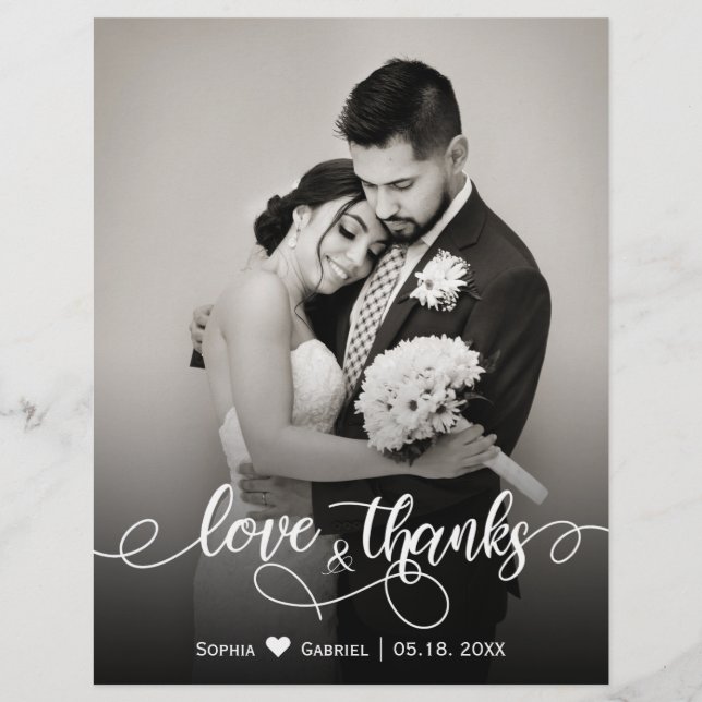 Budget Elegant Typography Wedding Thank You Card (Front)