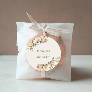 Budget Elegant Vintage Floral Botanical Wedding Classic Round Sticker