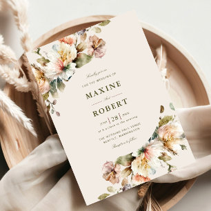 Budget Elegant Vintage Floral Botanical Wedding Invitation