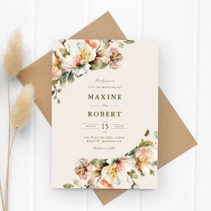 Budget Elegant Vintage Floral Botanical Wedding Invitation